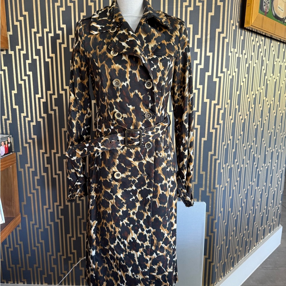 Animal Print Tailored Trench with Floral Lining